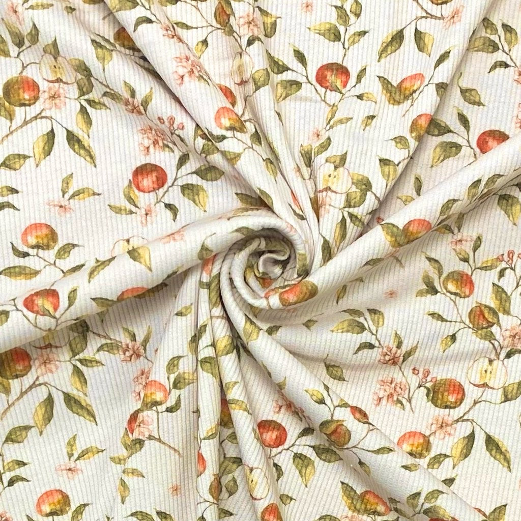 Apple Blossom Ribbed Knit Fabric