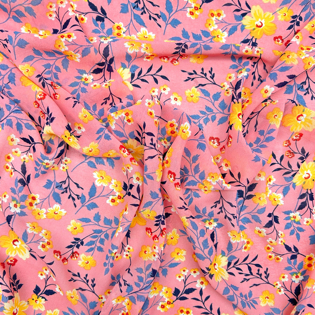 Flower Garland Chiffon Fabric