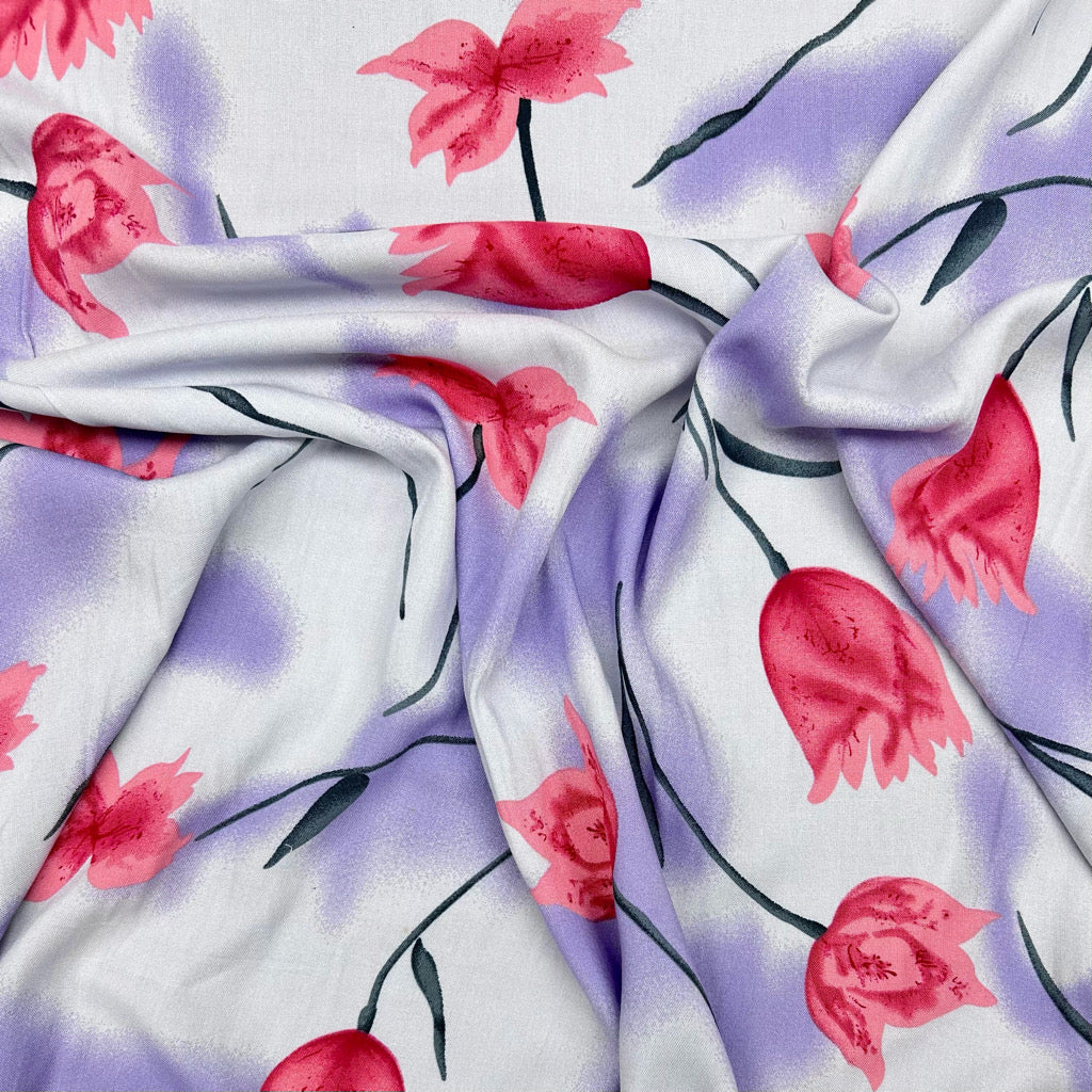 Spring Petals Viscose Challis Fabric