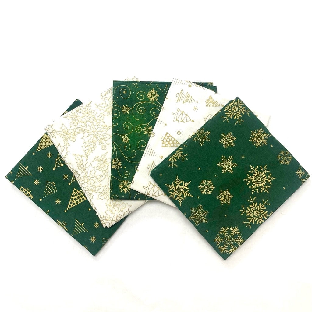 Green/Gold Fat Quarter Christmas Bundle - No.22