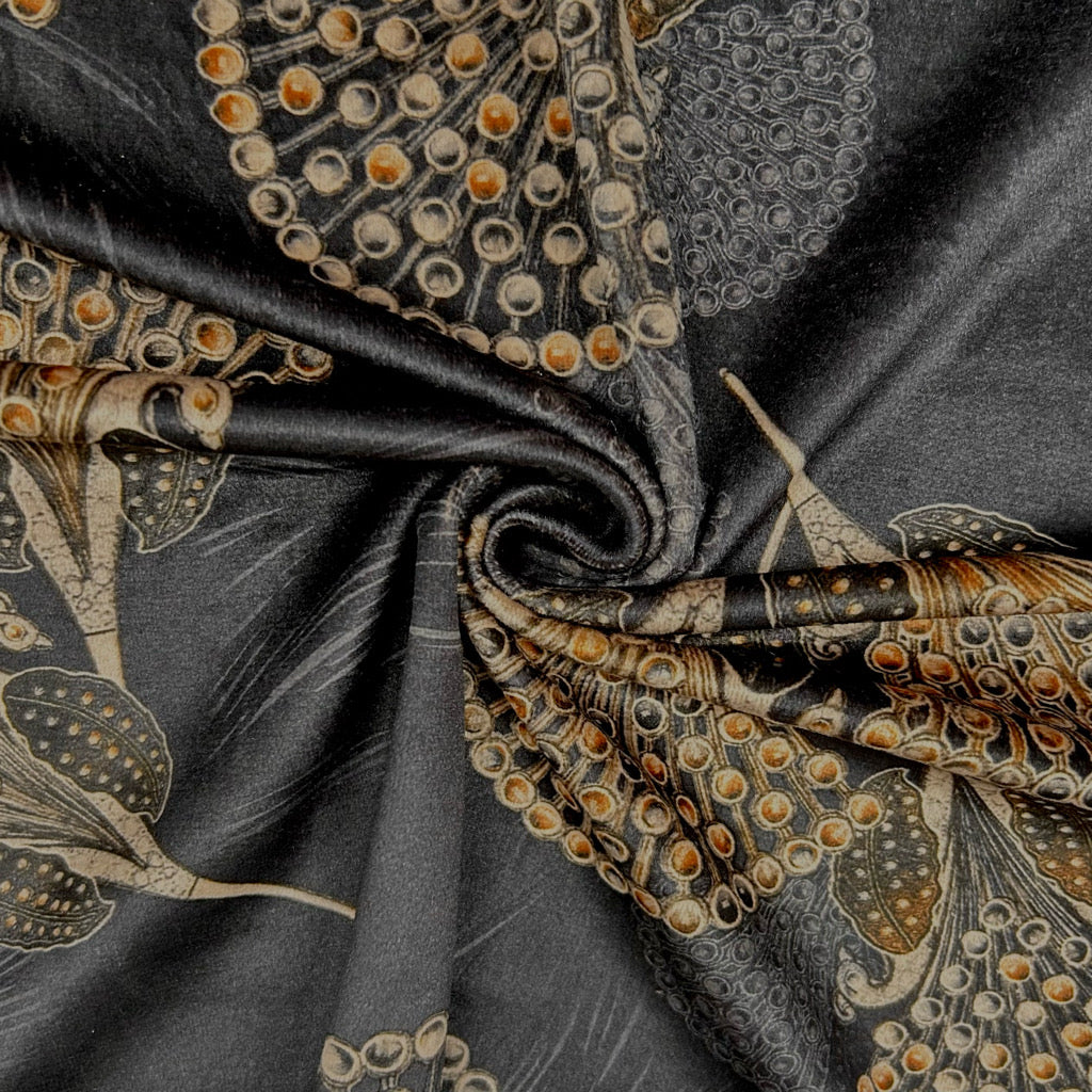 Peacock Garden Stretch Velvet Fabric