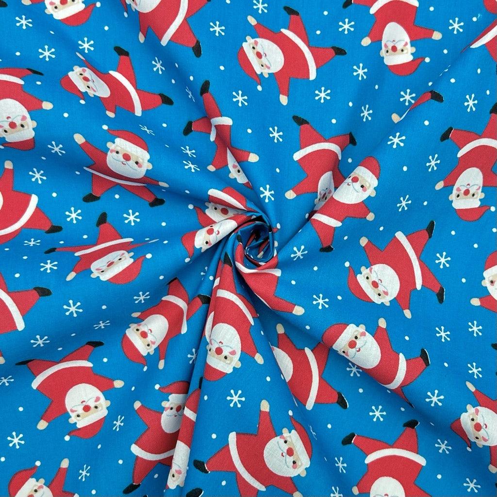 Happy Santa Polycotton Fabric - Pound Fabrics