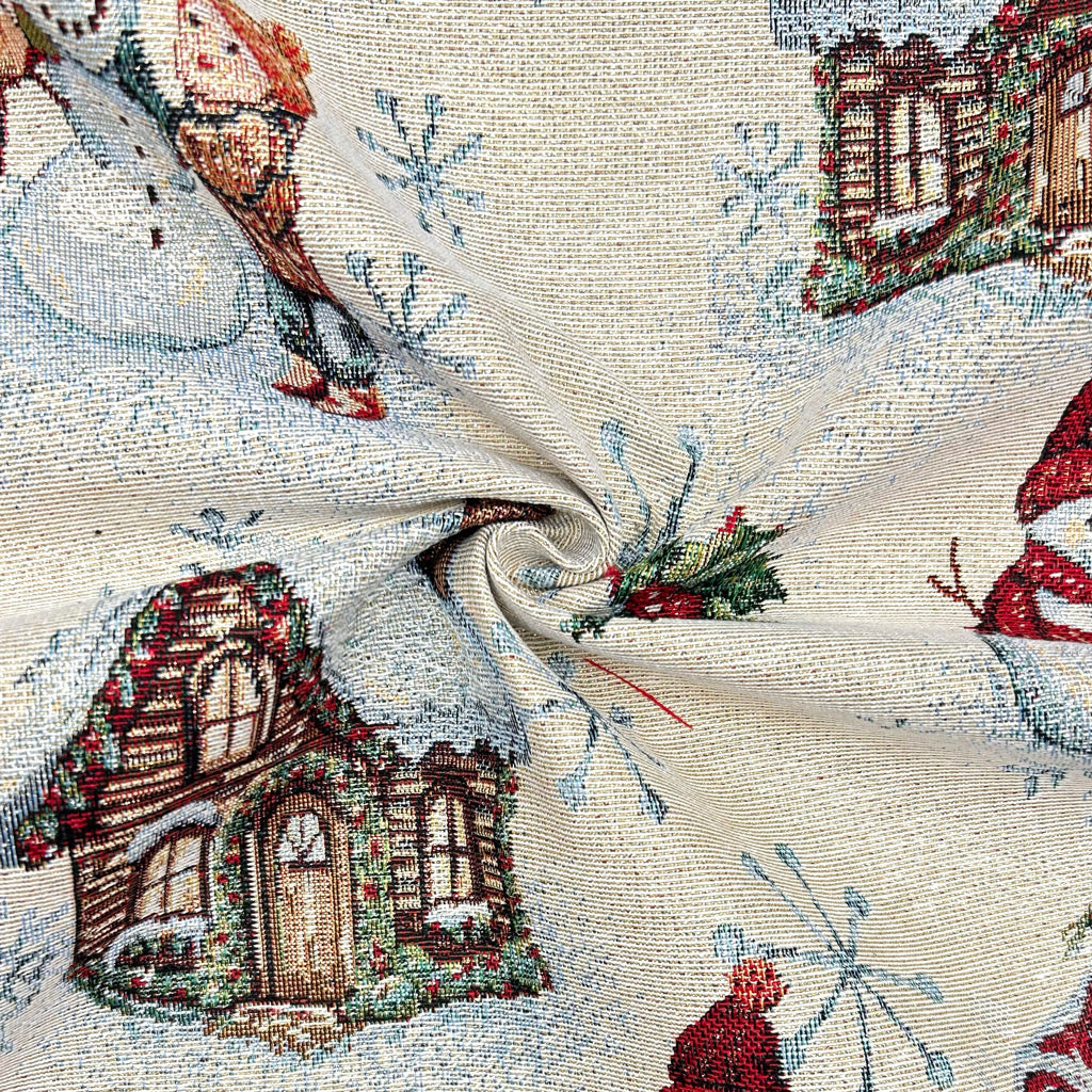 Snowman Fun Lurex Tapestry Fabric