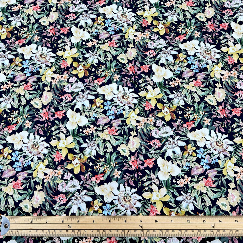 Bright Botanical Rose &amp; Hubble Cotton Poplin Fabric