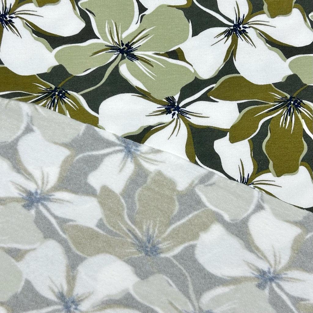 Olive Floral Sweatshirt Fabric - Pound Fabrics