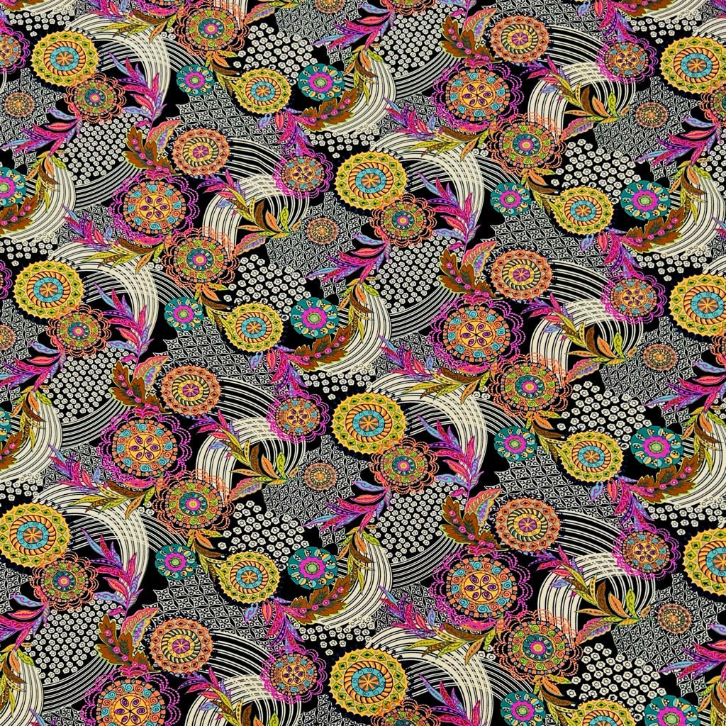 Boho Floral Viscose Jersey Fabric