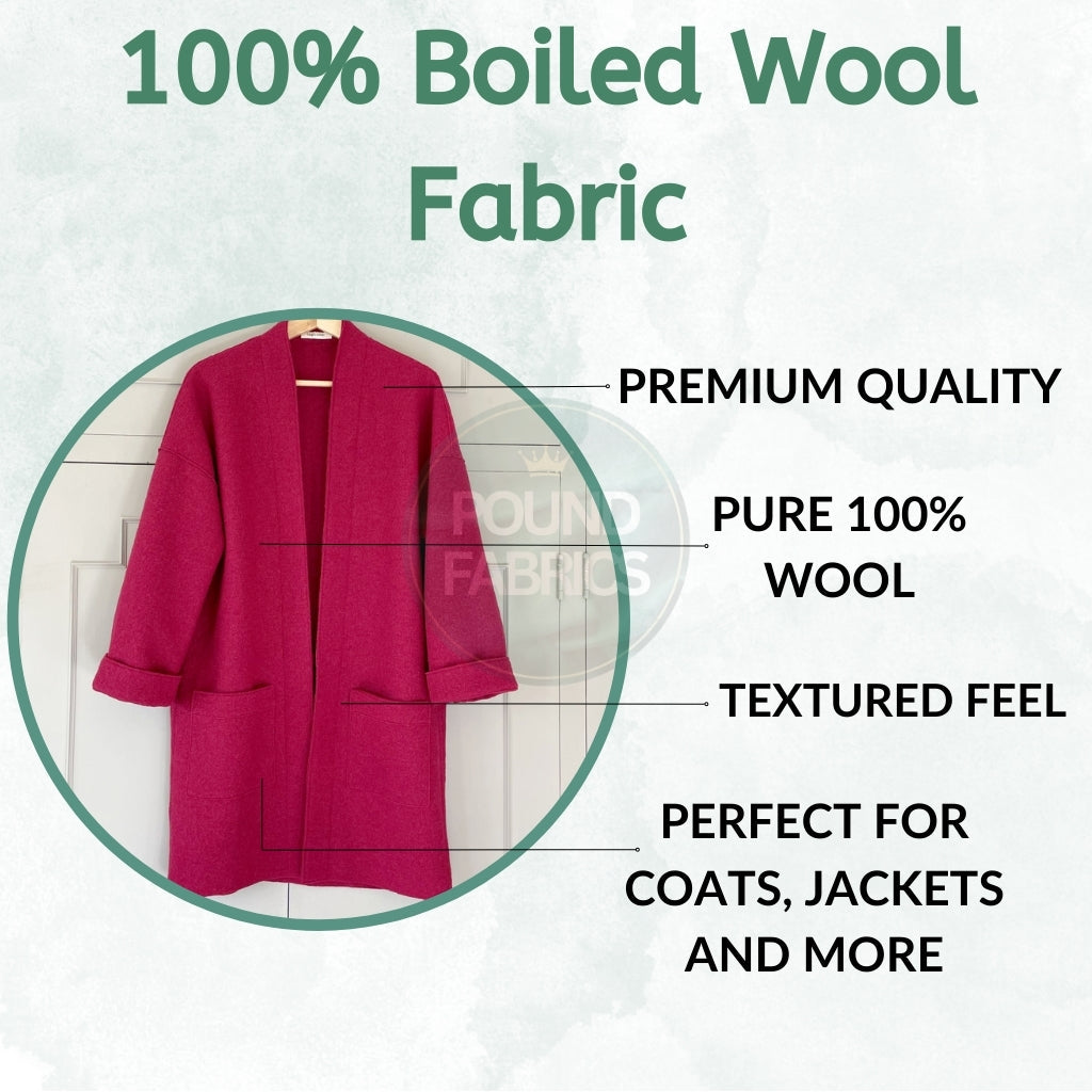 Plain 100% Boiled Wool Fabric - Full 15m Bolt
