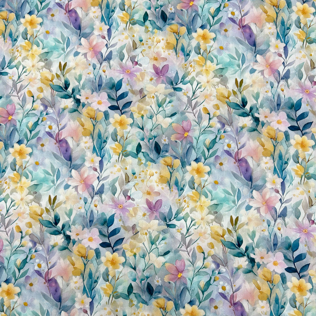 Pastel Watercolour Cotton Lawn Fabric