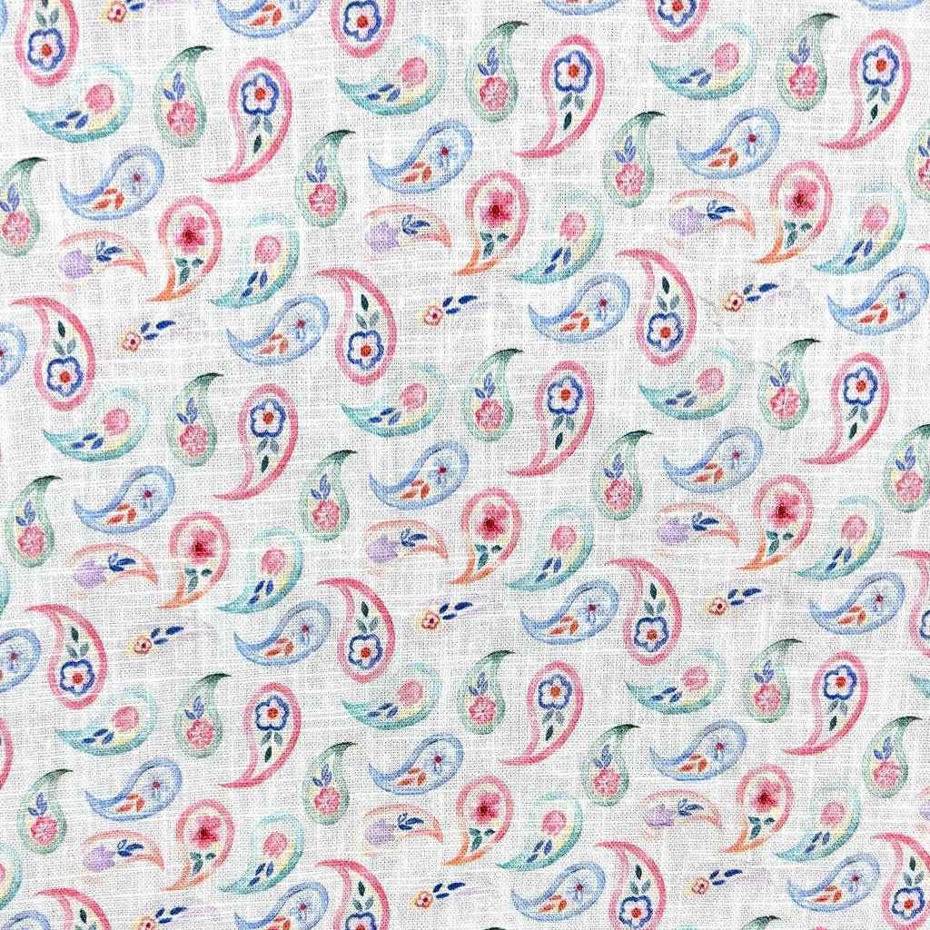 Colourful Paisleys Cotton Linen Fabric