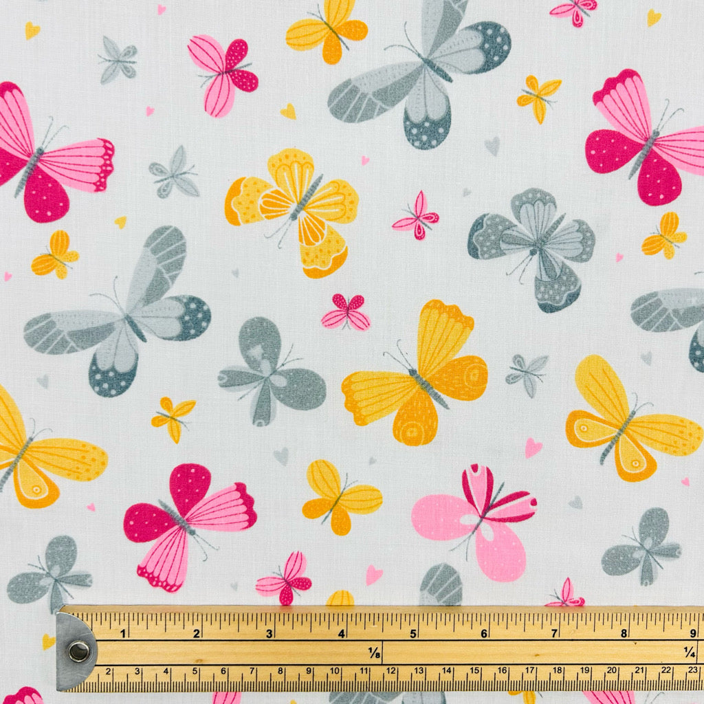 Pastel Butterflies Polycotton Fabric