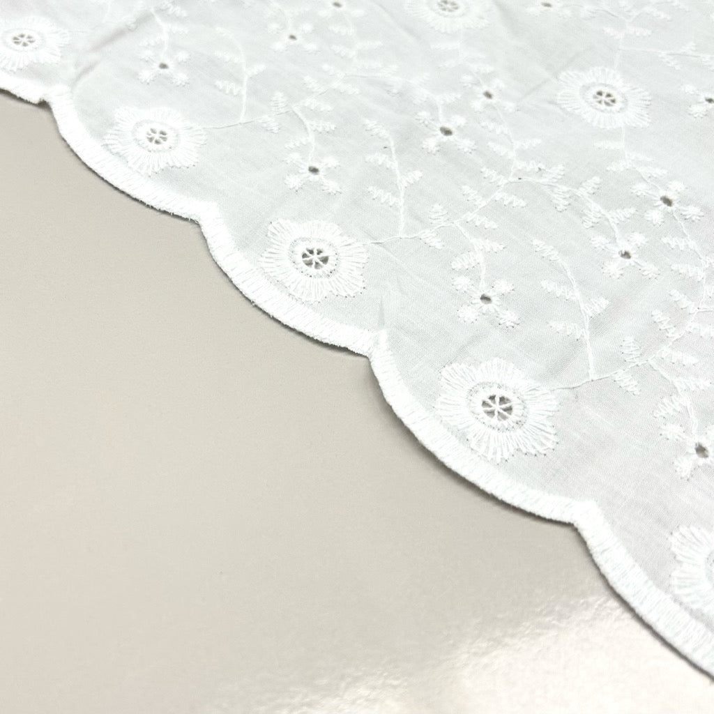 Delicate Blossom White Embroidered Cotton Fabric #13
