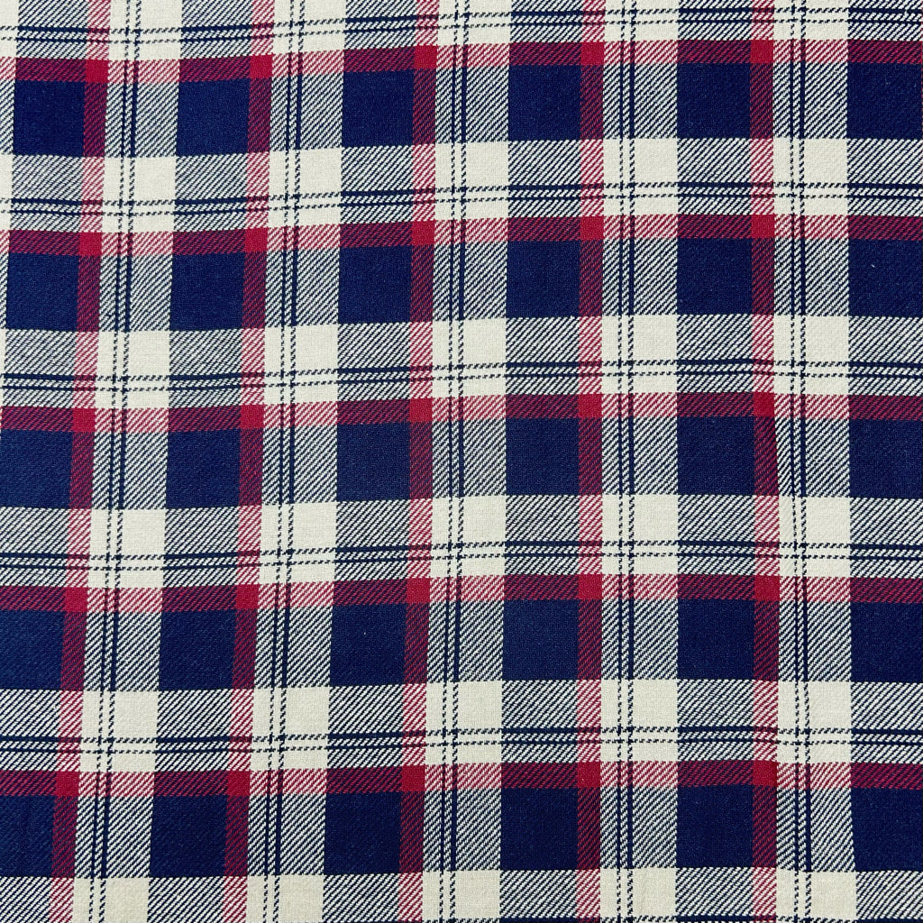 Classic Navy Check Brushed Cotton Fabric