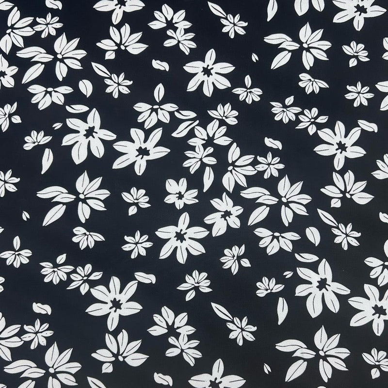 Scattered White Flowers Viscose Challis Fabric – Pound Fabrics