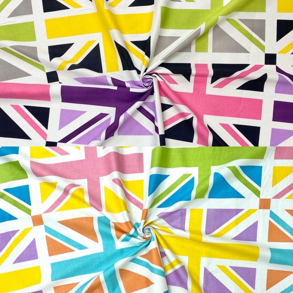 59cm Panel Colourful Union Jack Cotton Fabric - Pound Fabrics