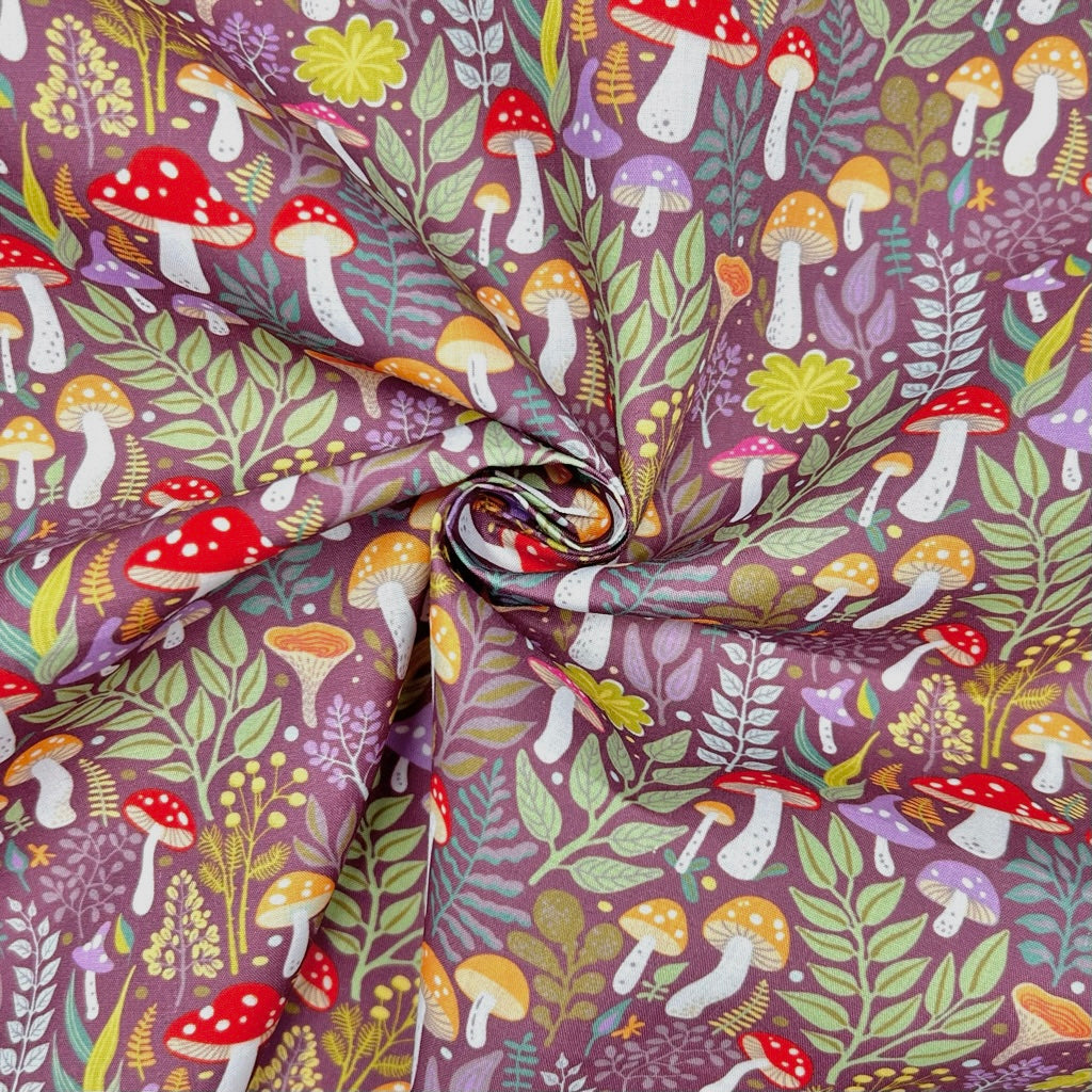 Mushroom Meadow Polycotton Fabric