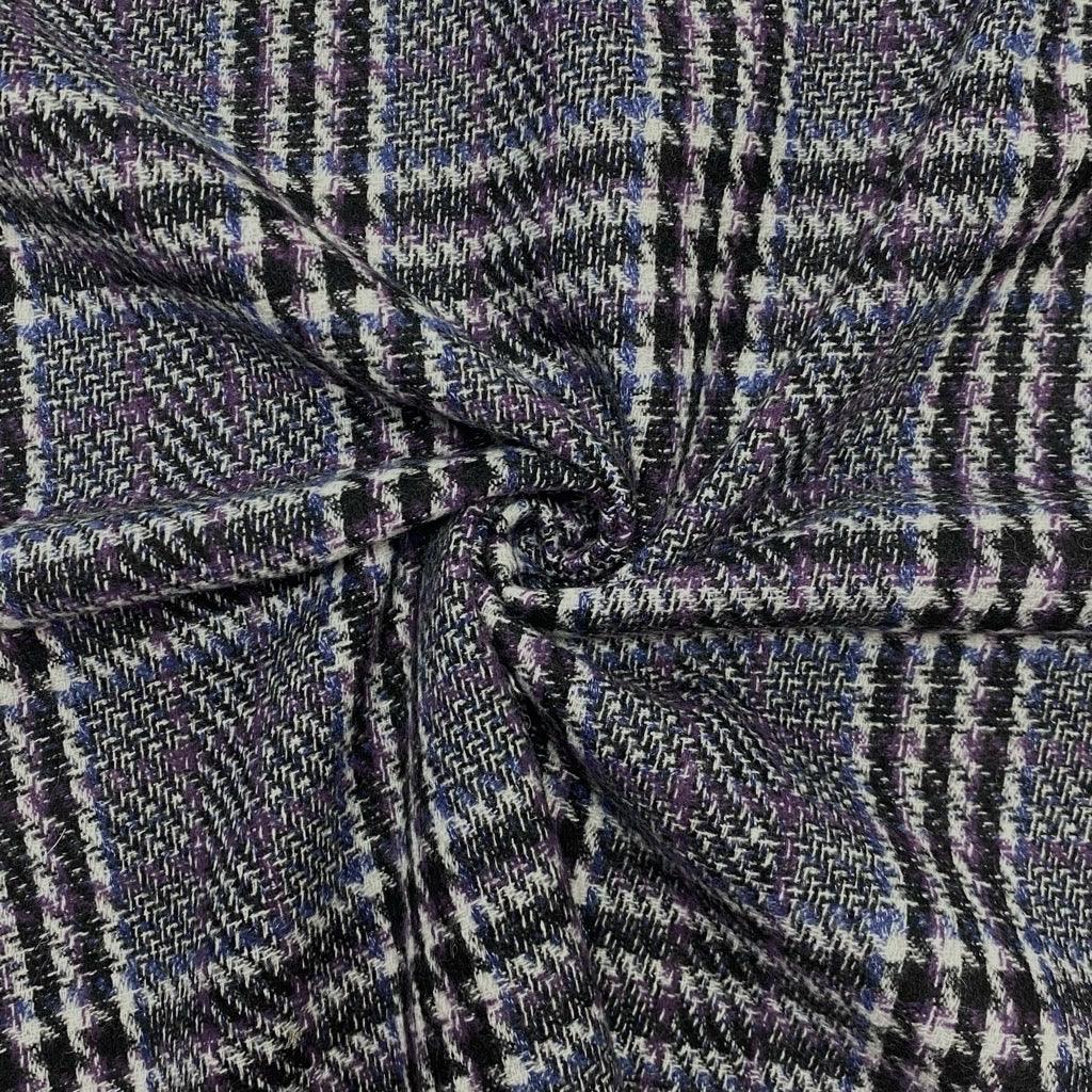 Purple/Blue Checkered Wool Blend Fabric - 2 metres for £9.95 #2 - Pound Fabrics