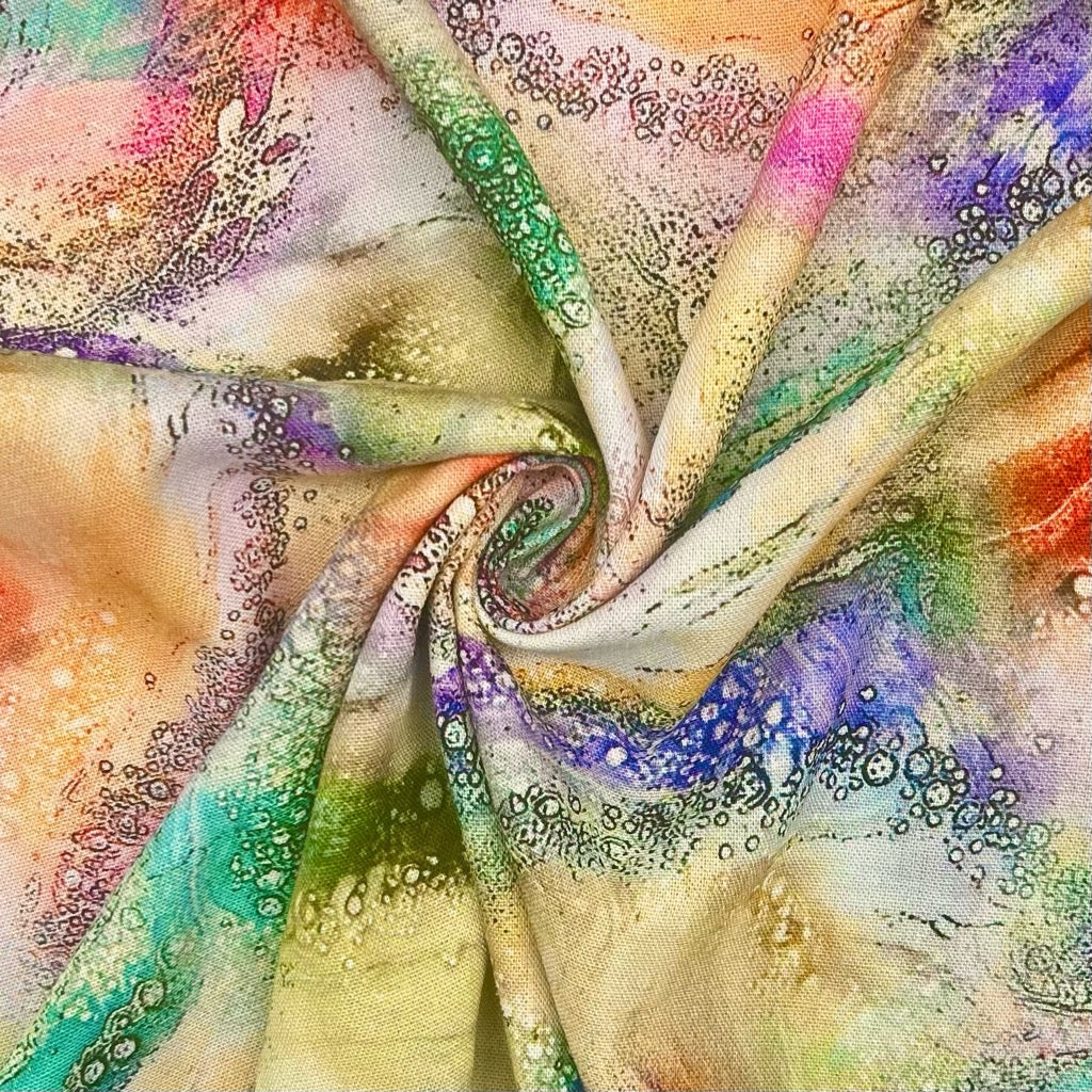 Colourful Waves Linen Blend Fabric