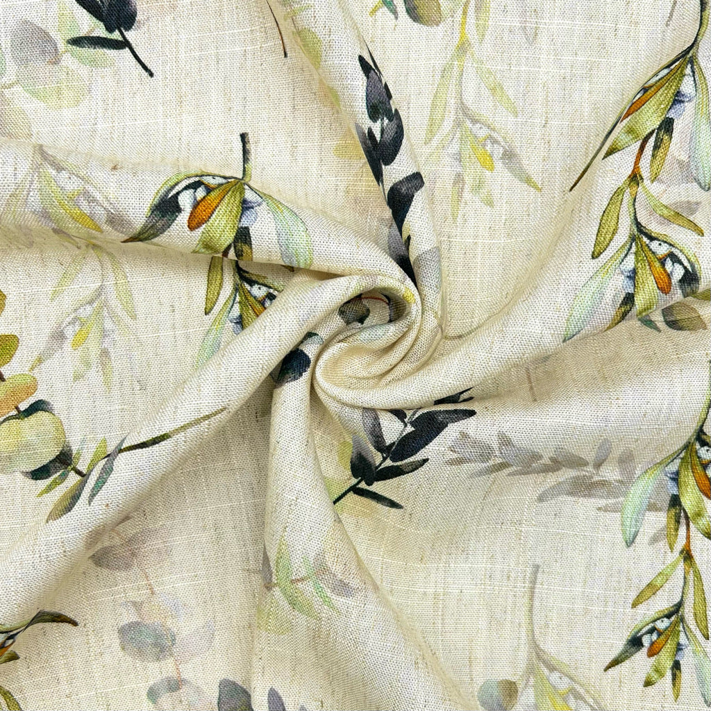Natural Leaves Linen Viscose Fabric
