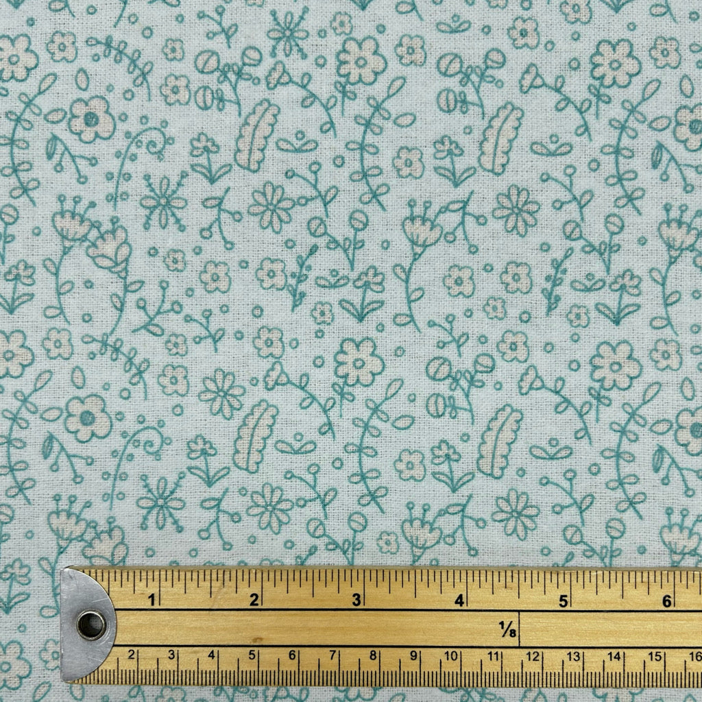 Sketchy Florals Brushed Cotton Blend Fabric