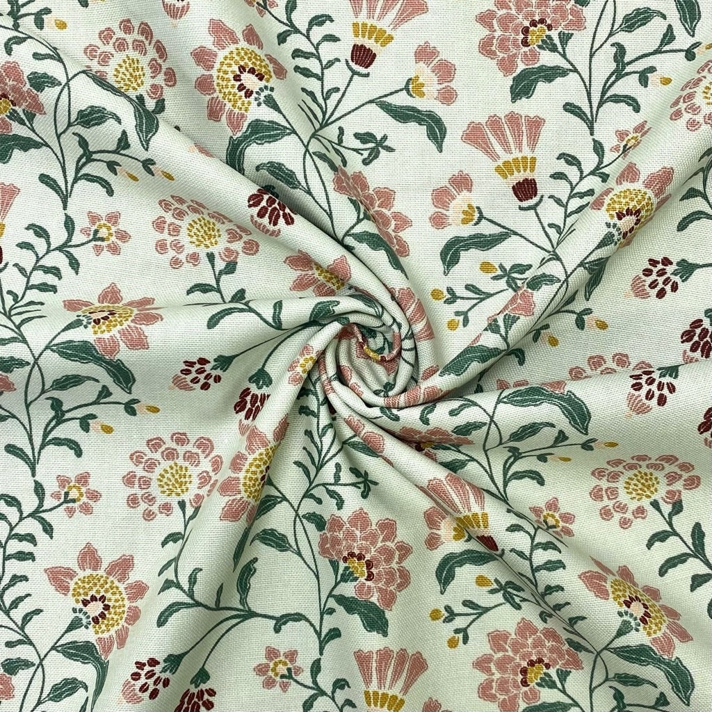 Elegant Floral Scenery Cotton Canvas Fabric