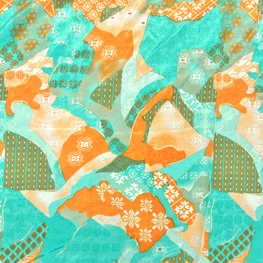 Mixed Panels Silky Polyester Fabric