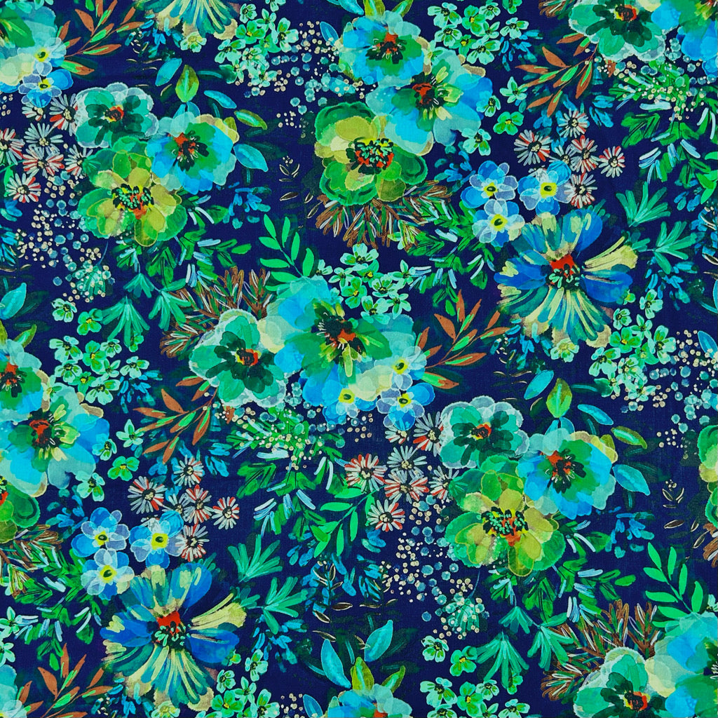 Lush Blooms Cotton Lawn Fabric