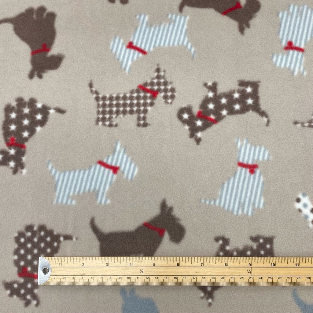 Scotty Dogs on Beige Anti Pill Polar Fleece Fabric