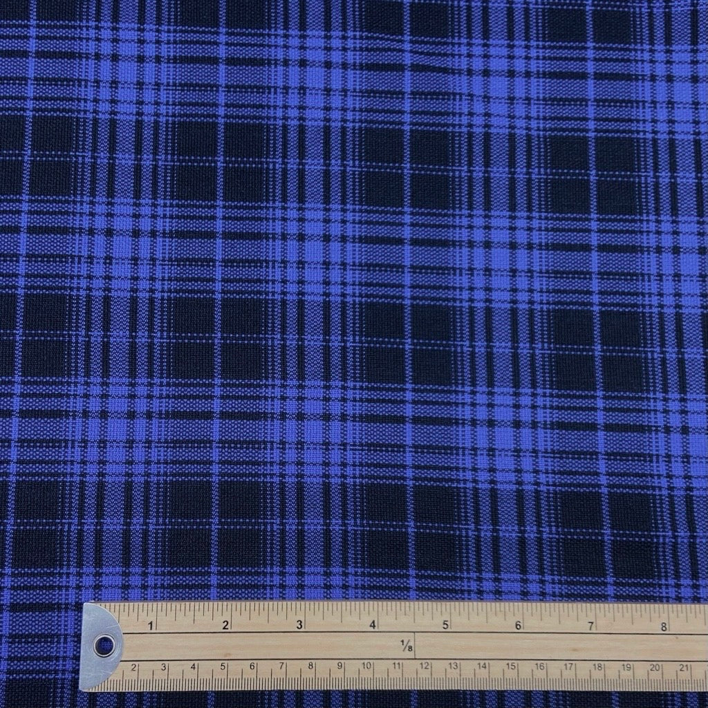 Blue and Black Checkered Suiting Fabric