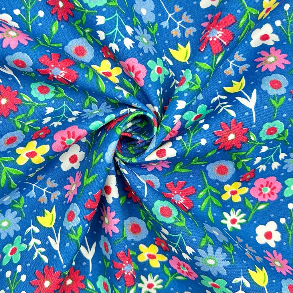 Flower Parade Rose & Hubble Cotton Poplin Fabric