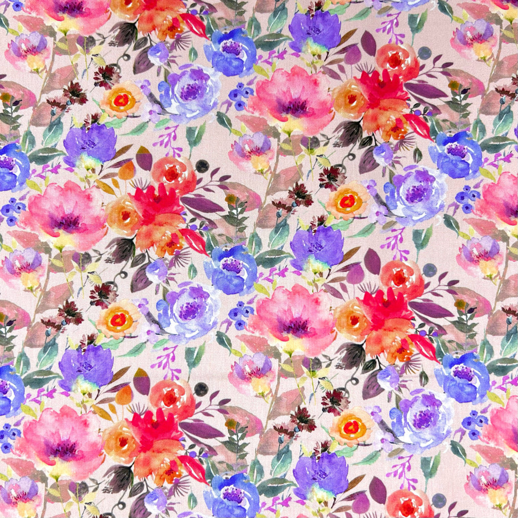 Flower Impression Rose & Hubble Cotton Poplin Fabric
