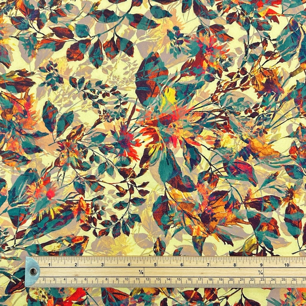 Multicoloured Autumn Leaves Polyester Fabric