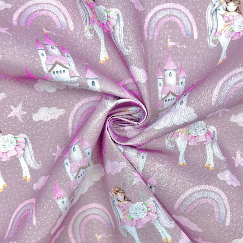 Rainbow Castle Polycotton Fabric