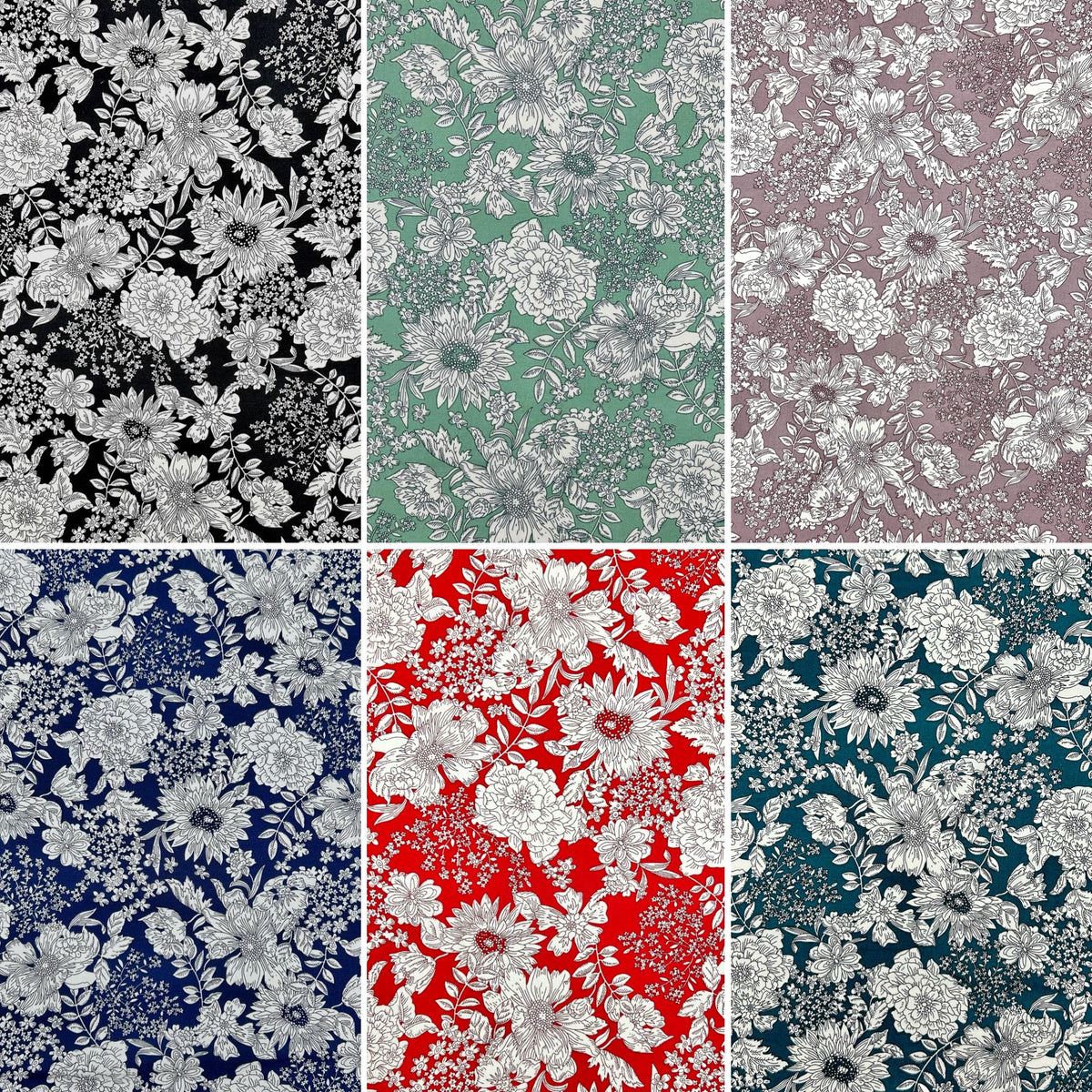 Vintage Wildflowers Rose & Hubble Cotton Poplin Fabric