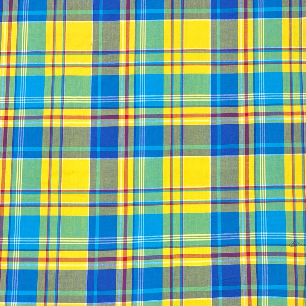 Blue Madras Check Cotton Fabric