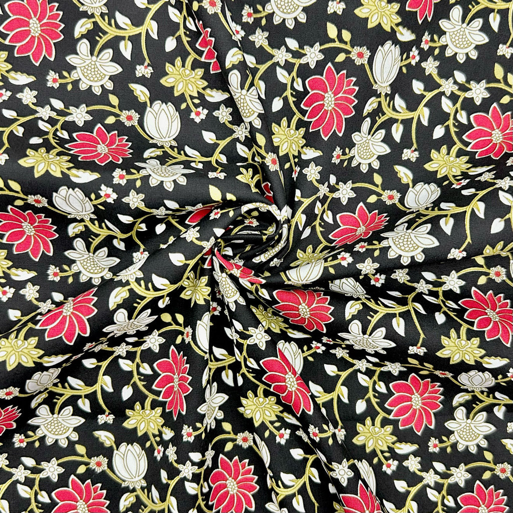 Decorative Floral Rose & Hubble Cotton Poplin Fabric
