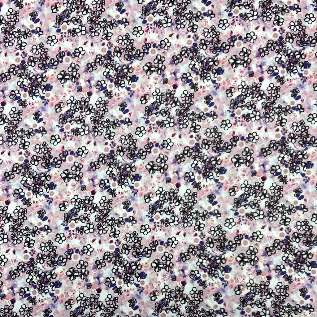 Ink Blossom Cotton Satin Fabric