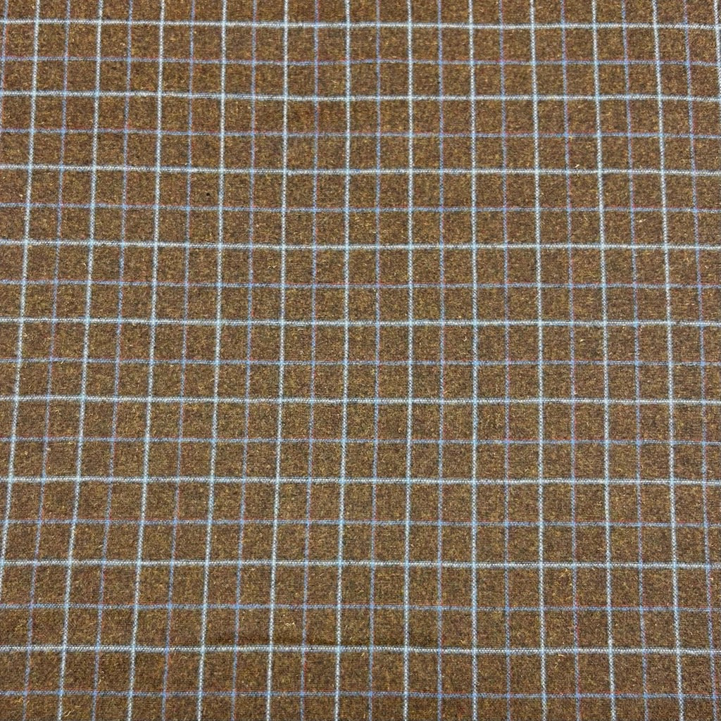 Lined Squares Wool Blend Fabric - Pound Fabrics