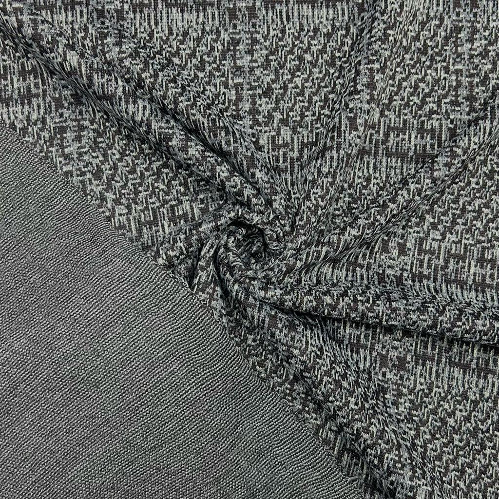 Grey Static Checkered Knit Fabric - Pound Fabrics