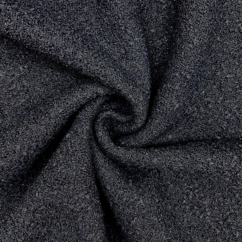 Plain Black Boucle Fabric