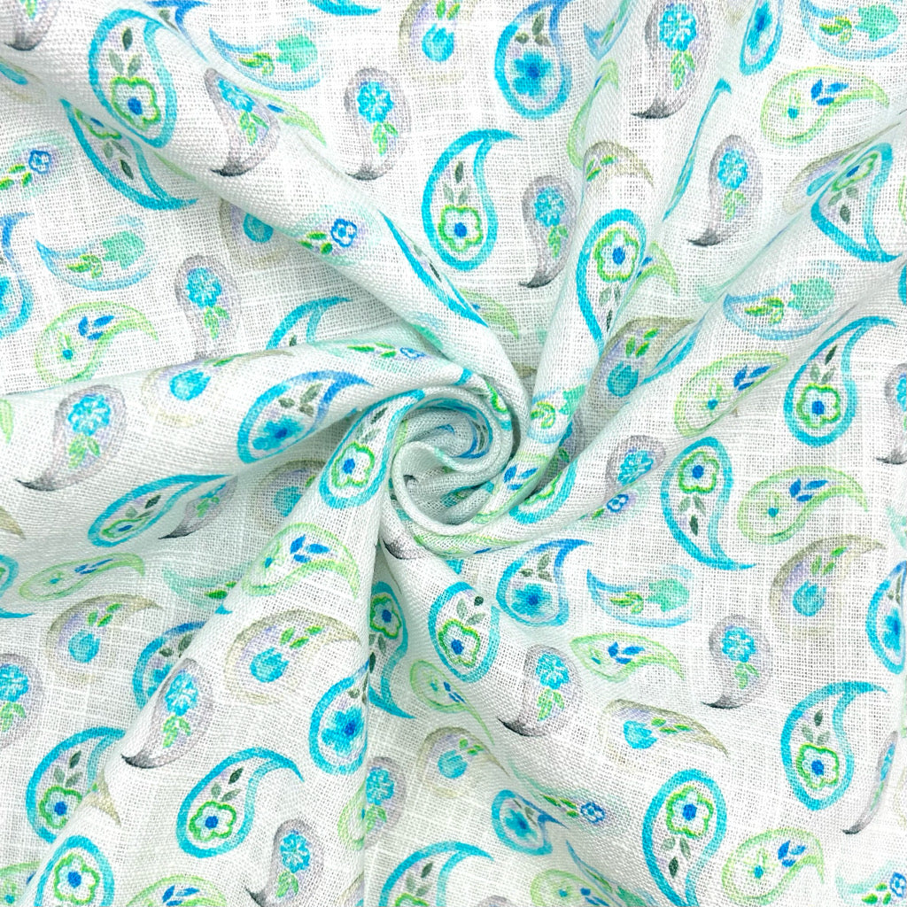 Colourful Paisleys Cotton Linen Fabric