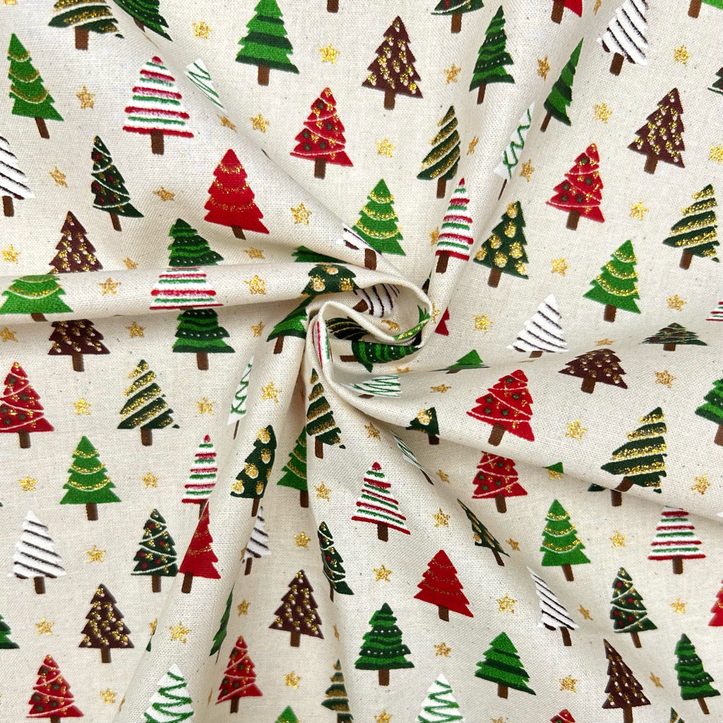 Merry Little Trees Christmas Cotton Fabric