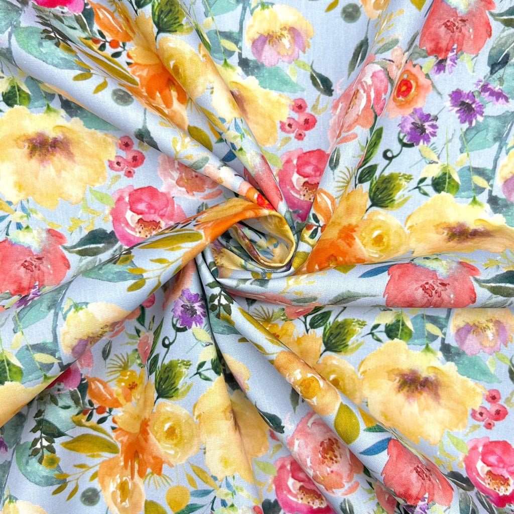 Flower Impression Rose & Hubble Cotton Poplin Fabric