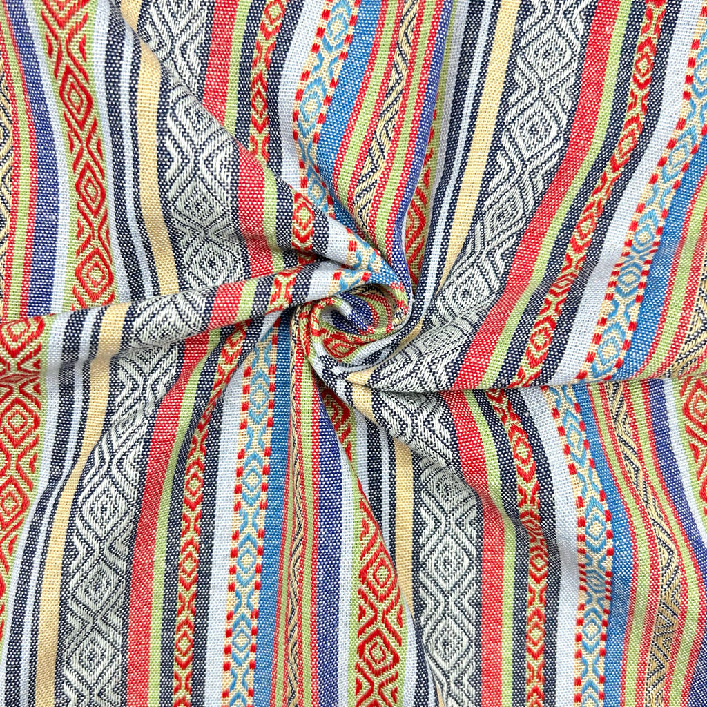 Blue Horizon Tribal Print Recycled Jacquard Fabric