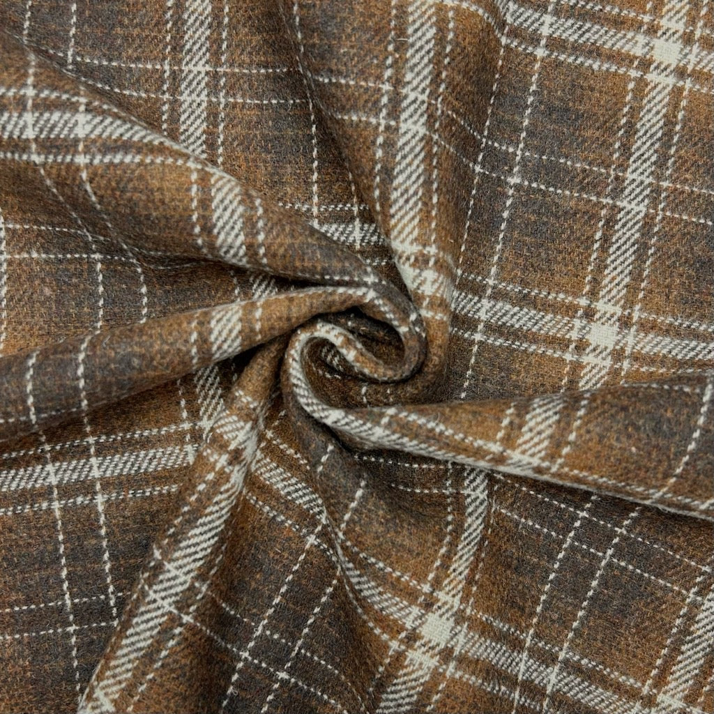 Shaded Line Check Wool Blend Fabric