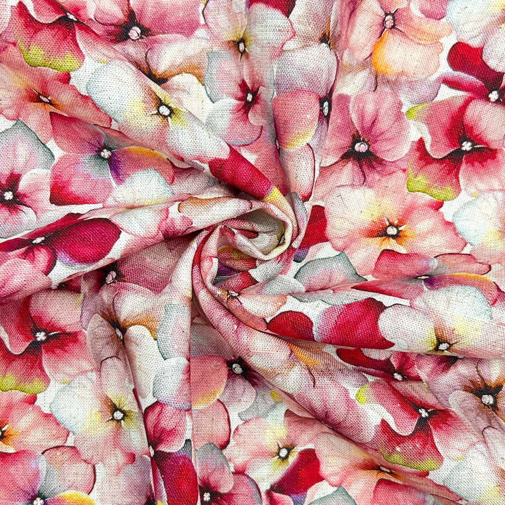 Allover Bloom Linen Viscose Fabric
