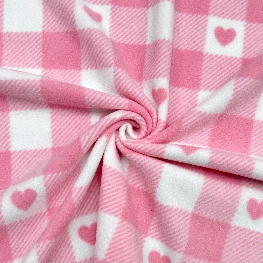 Hearts in Squares Anti Pill Polar Fleece Fabric - Pound Fabrics