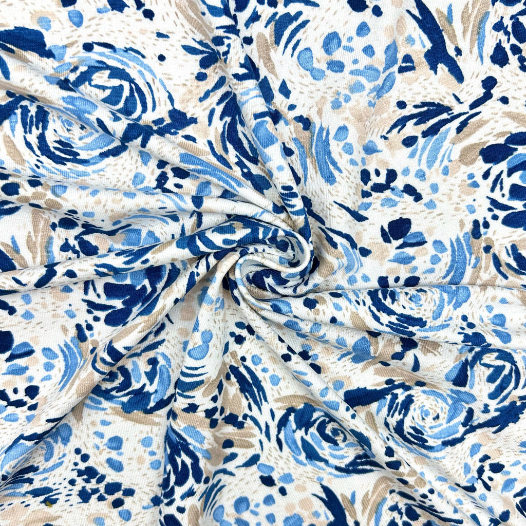 Painterly Blooms Viscose Jersey Fabric