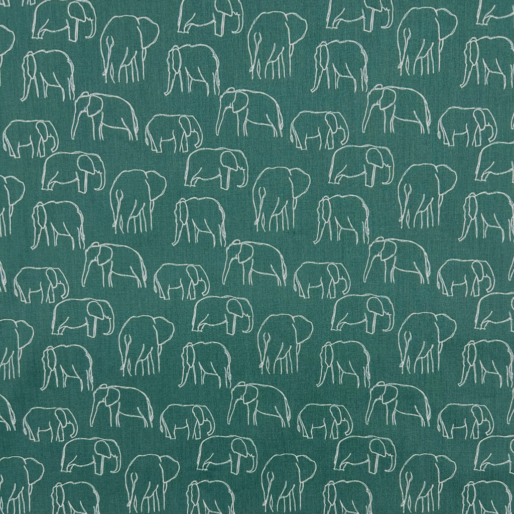 Elephant Art Cotton Poplin Fabric