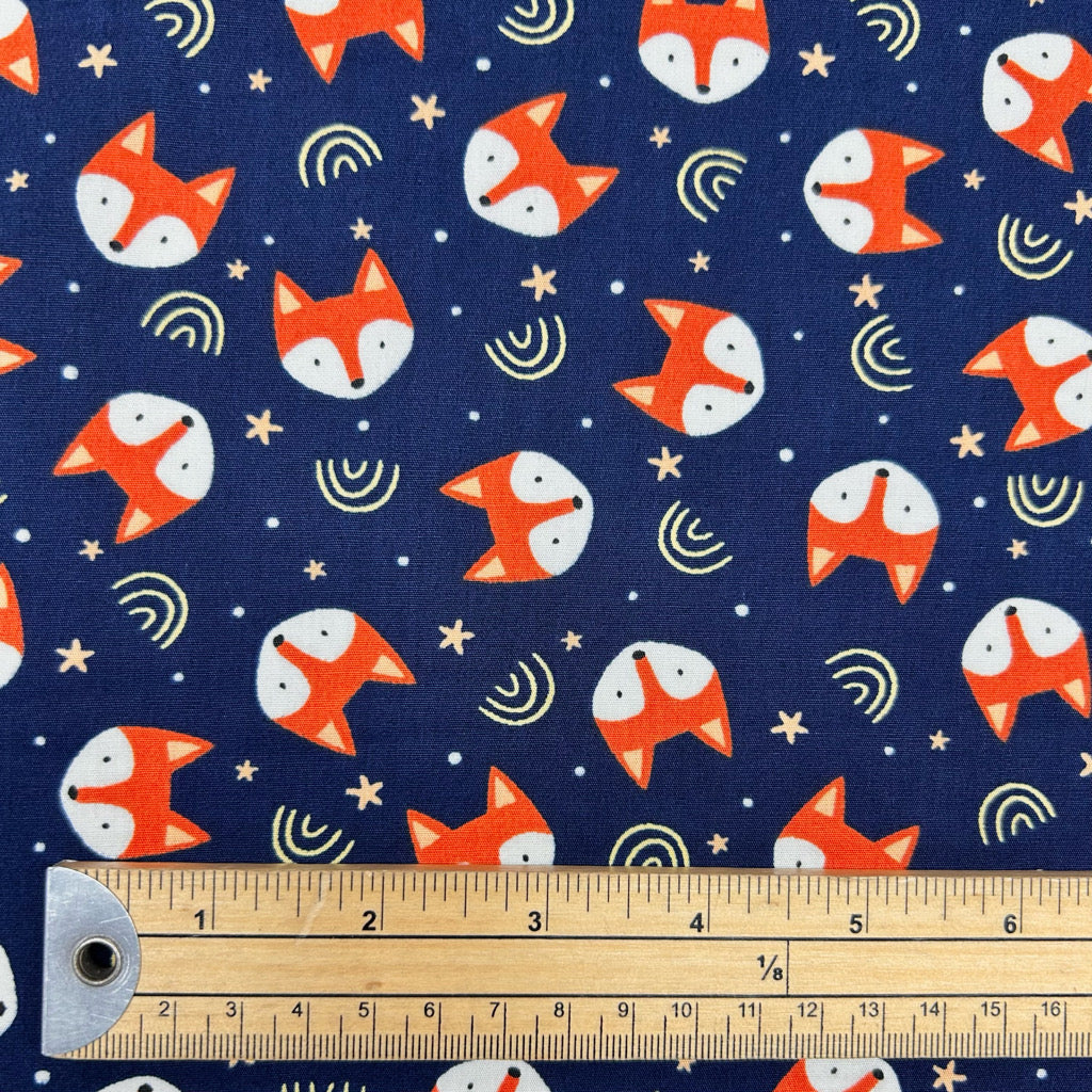 Moonlit Foxes Rose & Hubble Cotton Poplin Fabric