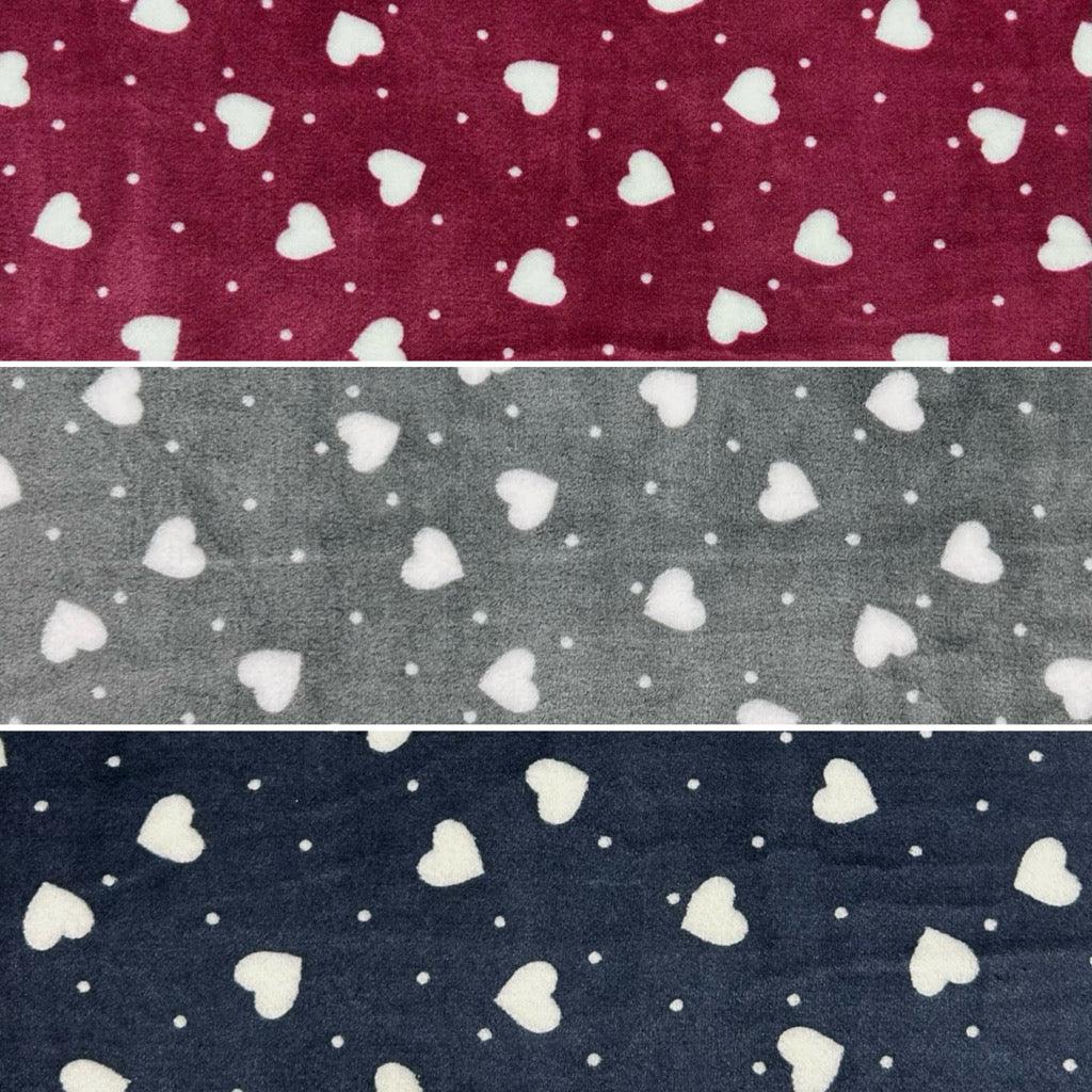 Hearts and Dots Cuddle Fleece Fabric - Pound Fabrics